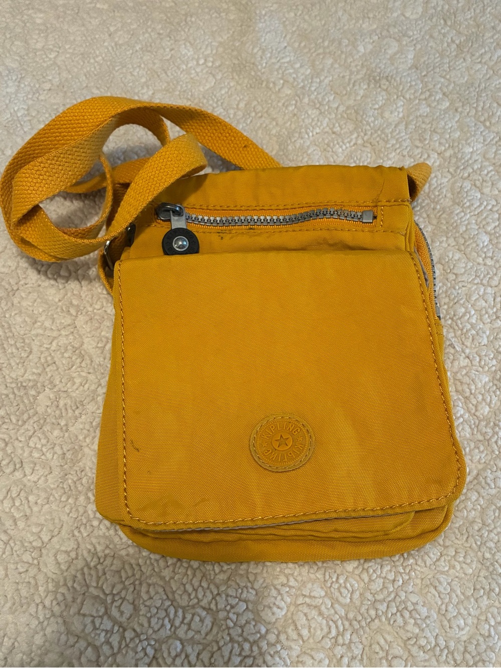 Kipling Mustard Yellow Mini Crossbody Bag Adjustable Strap